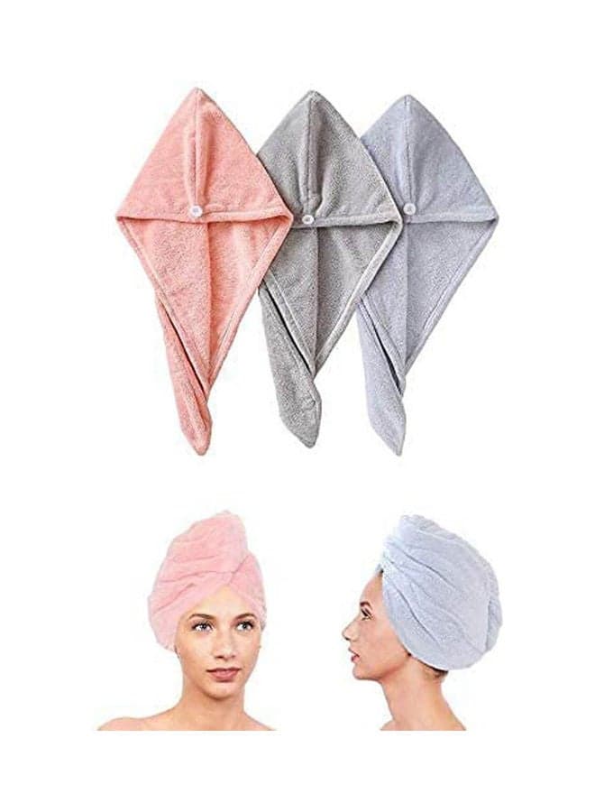 Hair Wrap Towel 3 Pcs Microfiber Drying Headwear Quick Drying Twist Cap Thick Shower Cap Different Colors Multicolour