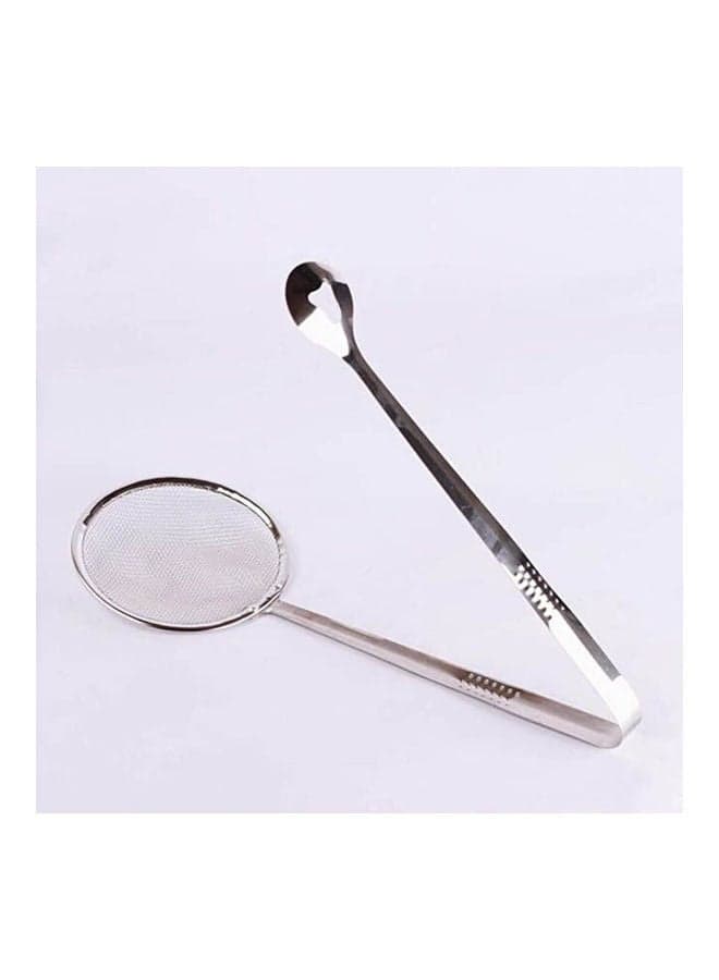 Food Forceps With Colander 2 In 1 Silver Colanders & Food Strainers