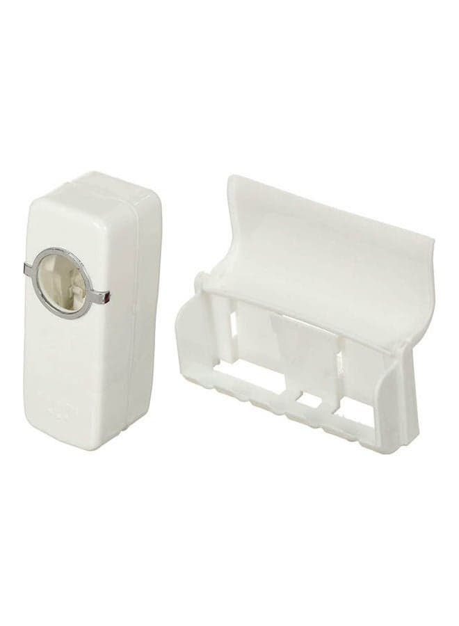 Plastic Toothpaste Dispenser And Toothbrushes Holder White Bathroom Dispensers