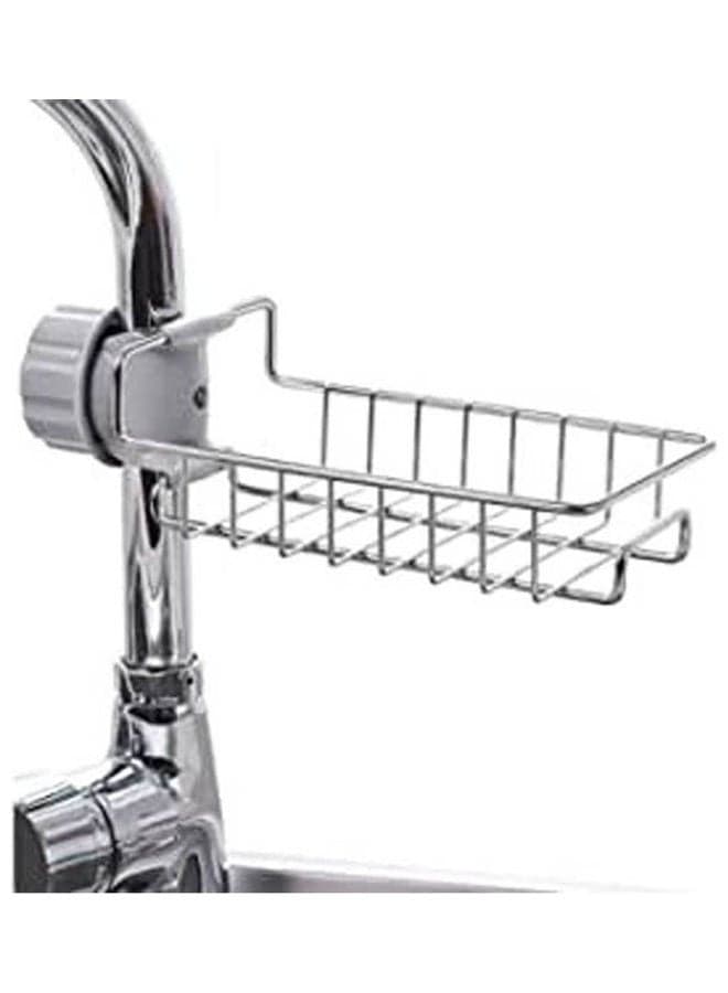 Kitchen Faucet Sponge Holder Stainless Steel Silver
