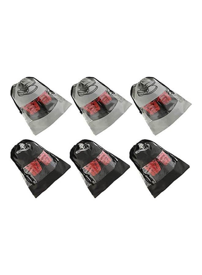 6 Piece Non Woven Travel Shoe Organizer Space Saving Fabric Storage Bags Multicolour 17inch Closet Systems