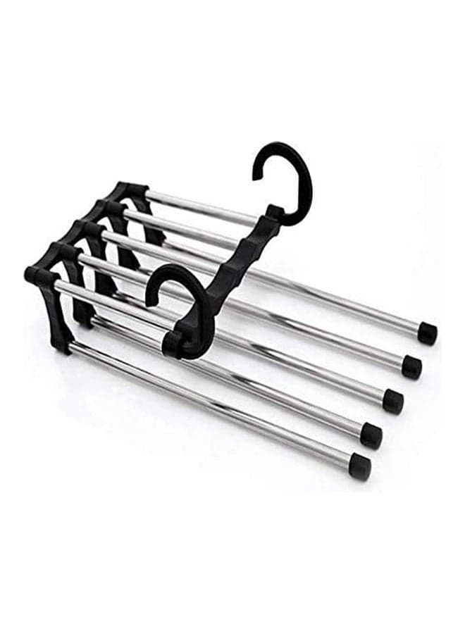 Adjustable Trouser Pants Tie Shawl Rack Belt Scarf Neckties Hanger Holder Five Poles Clothing Dry Rack Organizer Silver Closet Systems