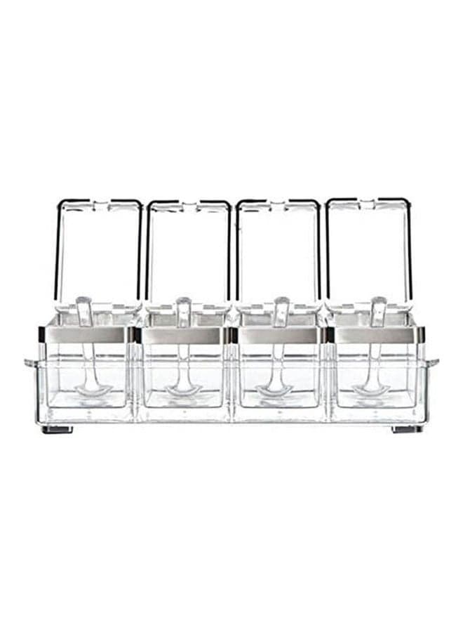 Acrylic Seasoning Set 4 Pieces Clear Spice Jars