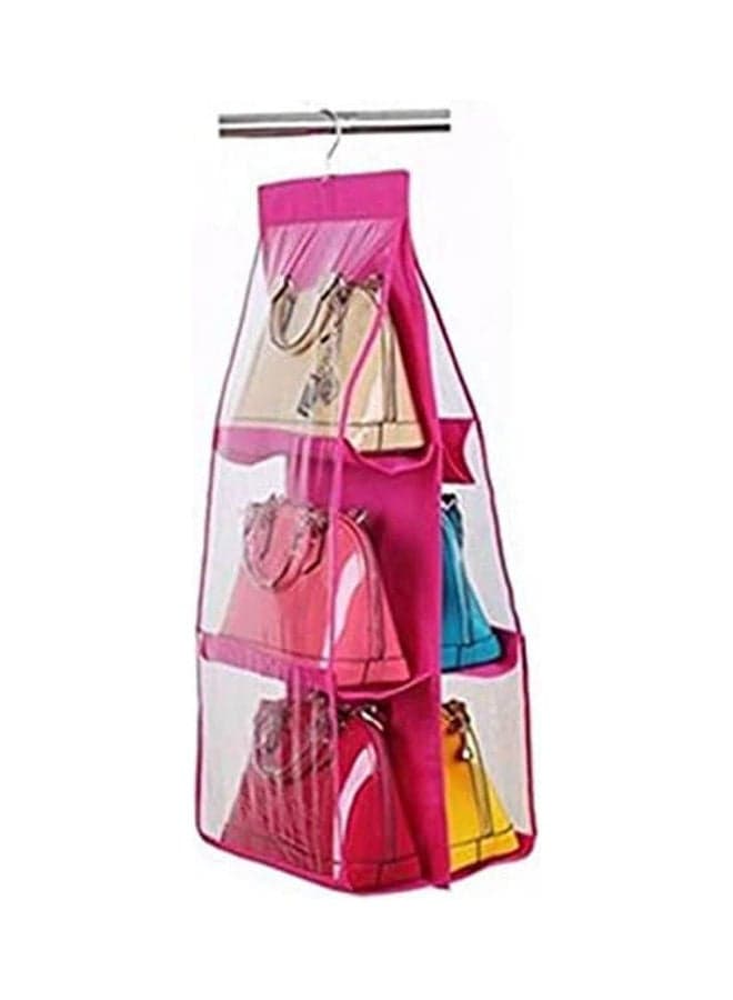Large Clear Bag Holder Organizer 6 Pockets Fushcia 90x35cm Closet Systems
