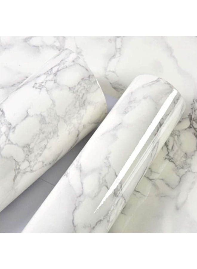 Marble Pattern Water-Resistant Wallpaper Roll White 500cm