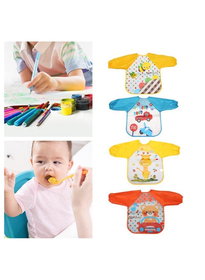 Cute Cartoon Animals Waterproof Colorful Printed Children Full Sleeve Bib (5)