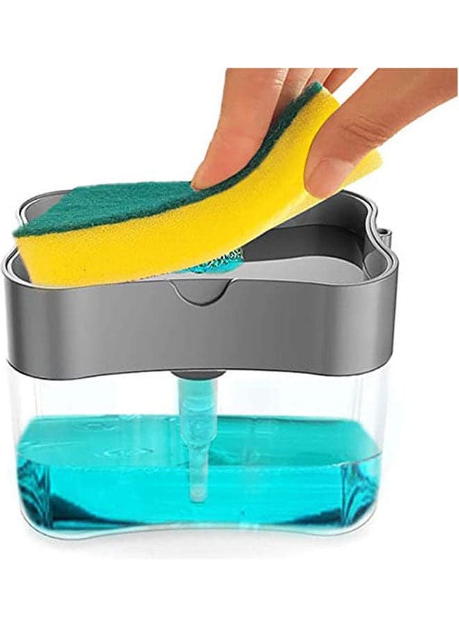Monico Sink Soap Dispenser Dishwashing Soap Dispensersanitizer Dispenser Sponge Holder 2 In1Dish Soap Dispenser Caddycountertop Soap Dispensersoap Pump Dispenser Grey Dishwasher Dispensers