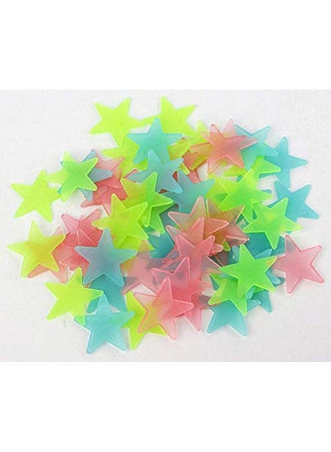100Pcs Glow In The Dark Stars Wall Stickers 3D Glowing Bright Star Ceiling Decors For Kid'S Bedroom Multicolour Wall Stickers & Murals