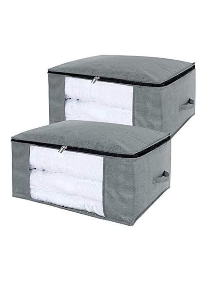 Pack of 2 Large Capacity Clothing Storage Bag Set Grey Closet Systems