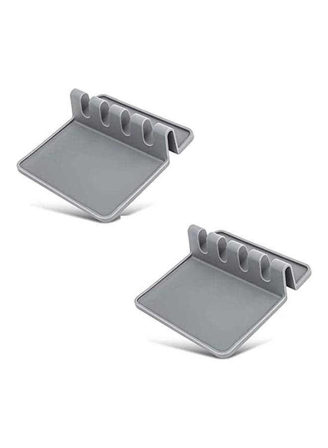 Silicone Utensil Resthovico 2Pcs Kitchen Silicone Spoon Restwith Drip Pad For Multiple Utensilsfor Kitchen Counter Grill Utensil Holder For Spatulas Tongs Ladles Grey