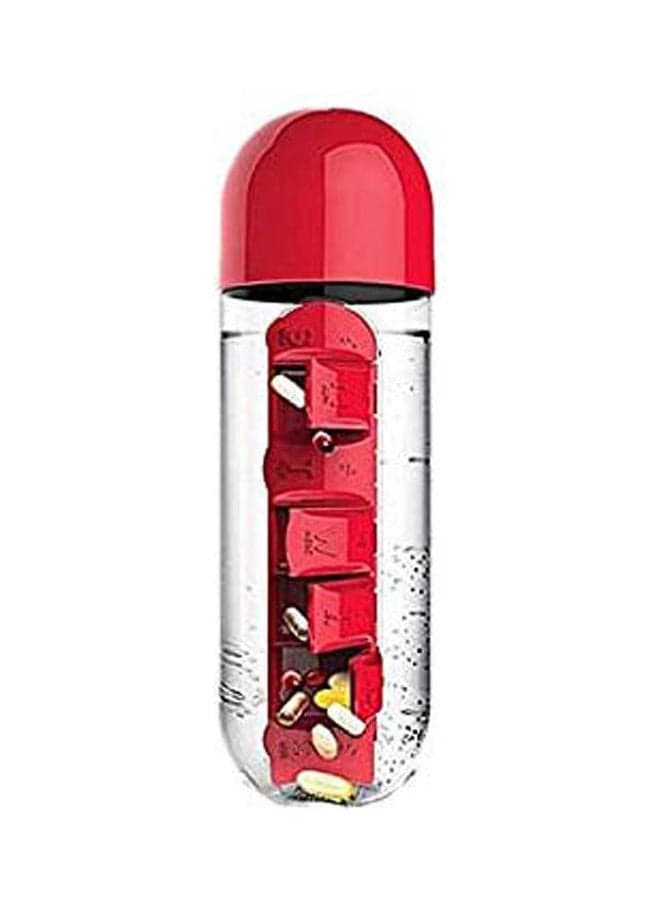 Combine Daily Pill Box Organizer With Water Bottle Red