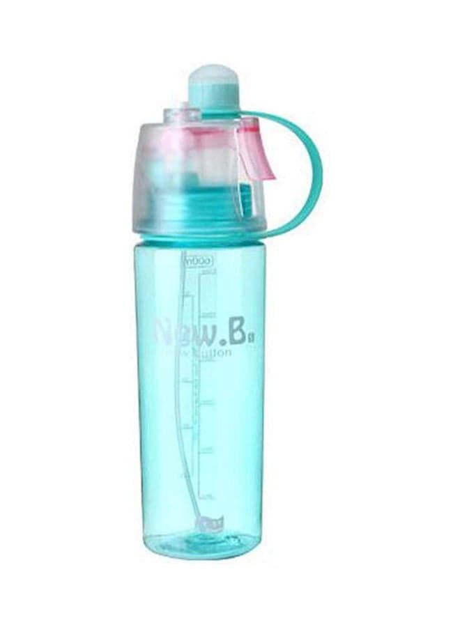 Water Bottle With Spray Mist Plastic Drink Bottle Blue 600ml