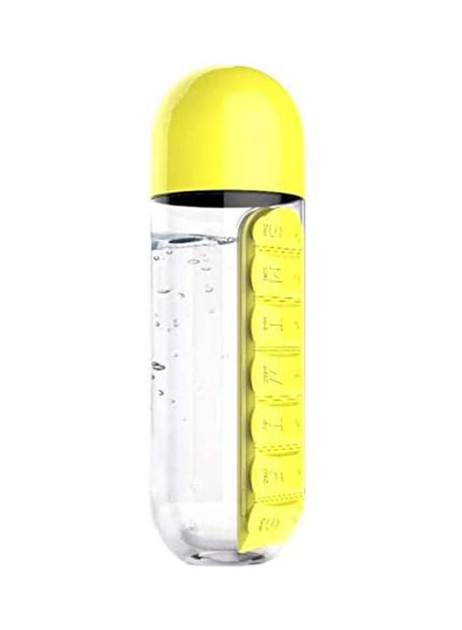 Water Bottle With Daily Pill Box Organizer Drinking Bottles Yellow