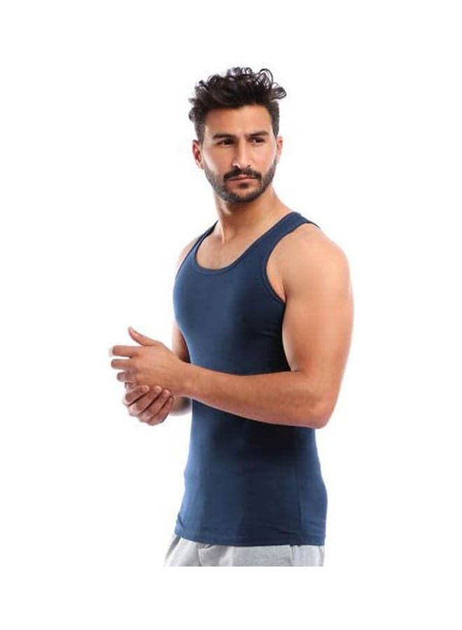 Undershirts Cotton Stretch Navy Blue Men's Undershirts (٣)
