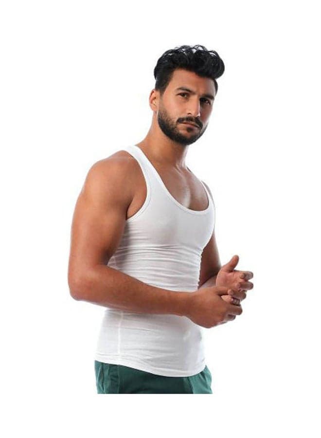 Undershirts Cotton Stretch White Men's Undershirts (٣)