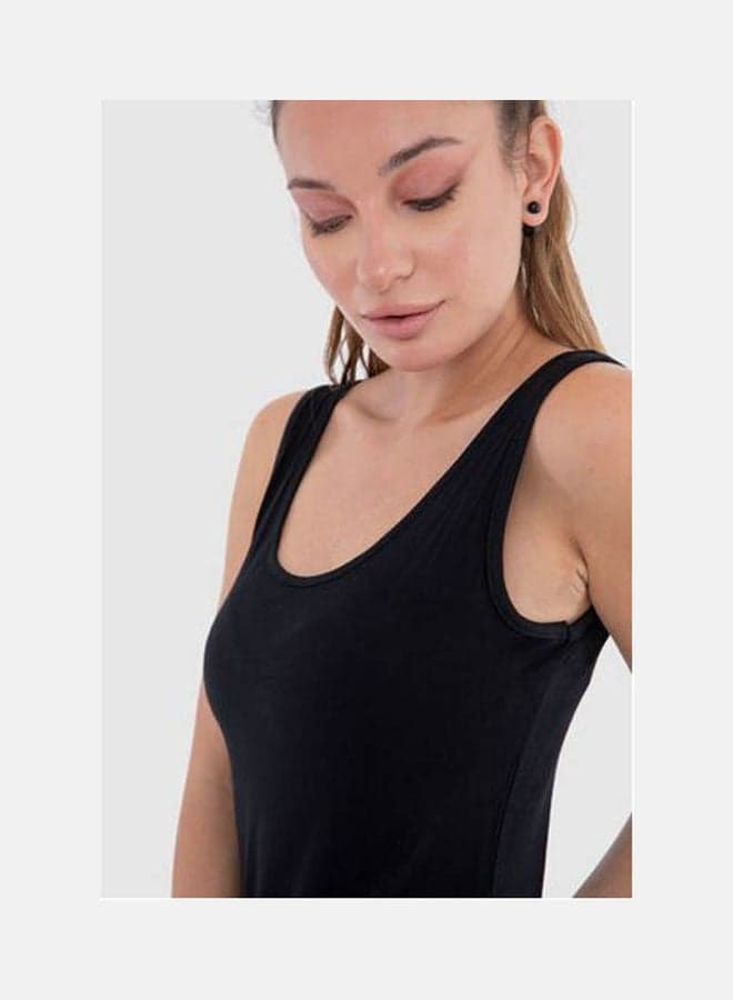 Women's Cotton Stretch Plain Tank Top Black Women's T-shirts (٤)