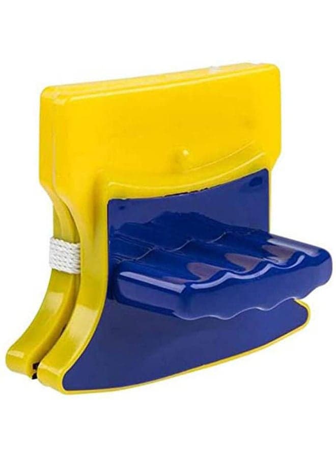 Square Shape Double-Side Magnetic Glass Cleaner Wiper Brush Yellow-Blue