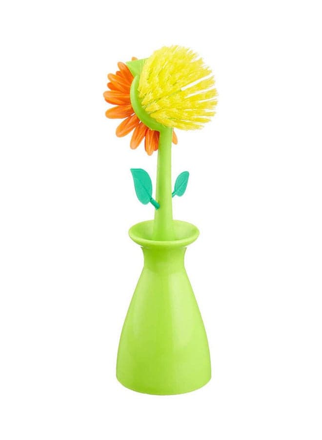 Flower Shaped Plastic Plates Cleaning Brush Multicolour 25x7cm