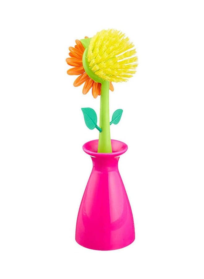 Flower Shaped Plastic Plates Cleaning Brush 25×7 cm Green 25×7cm