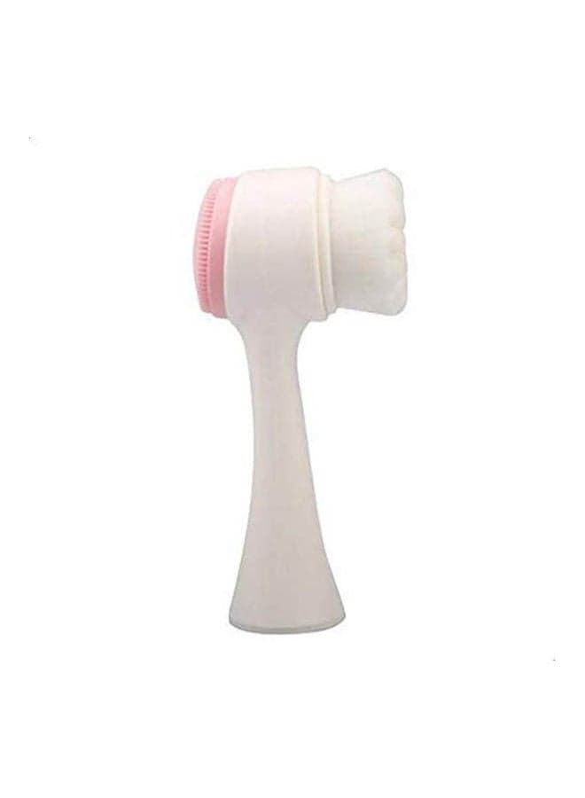 Double Side Silicone Facial Cleanser Brush Portable 3D Face Cleaning White-Pink Body Brushes