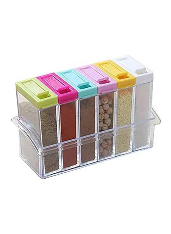 Storage Seasoning Boxes 1set 6 Psc Spice Jar Kitchen Condiment Box Acrylic Spices Storage Box Multicolour