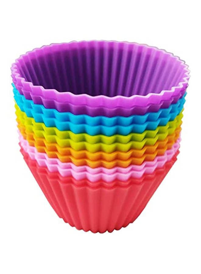 Cupcak Linrs Jumbo Baking Cups Non-Stick Rusabl Muffin Moulds 12 Packs Multicolour 9CMcm Baking Tools & Accessories