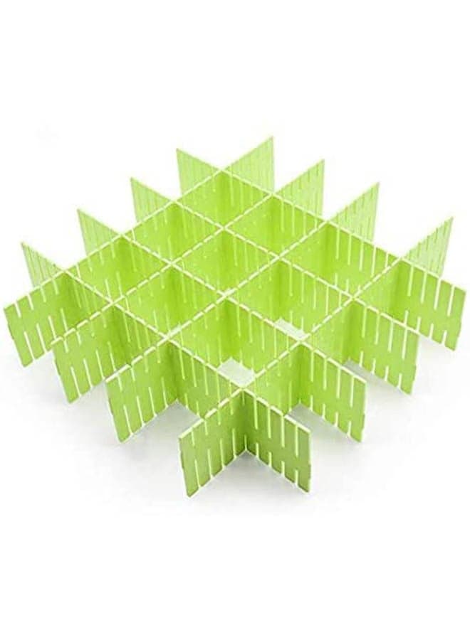4 Pcs Diy Plastic Grid Drawer Divider Household Storage Green
