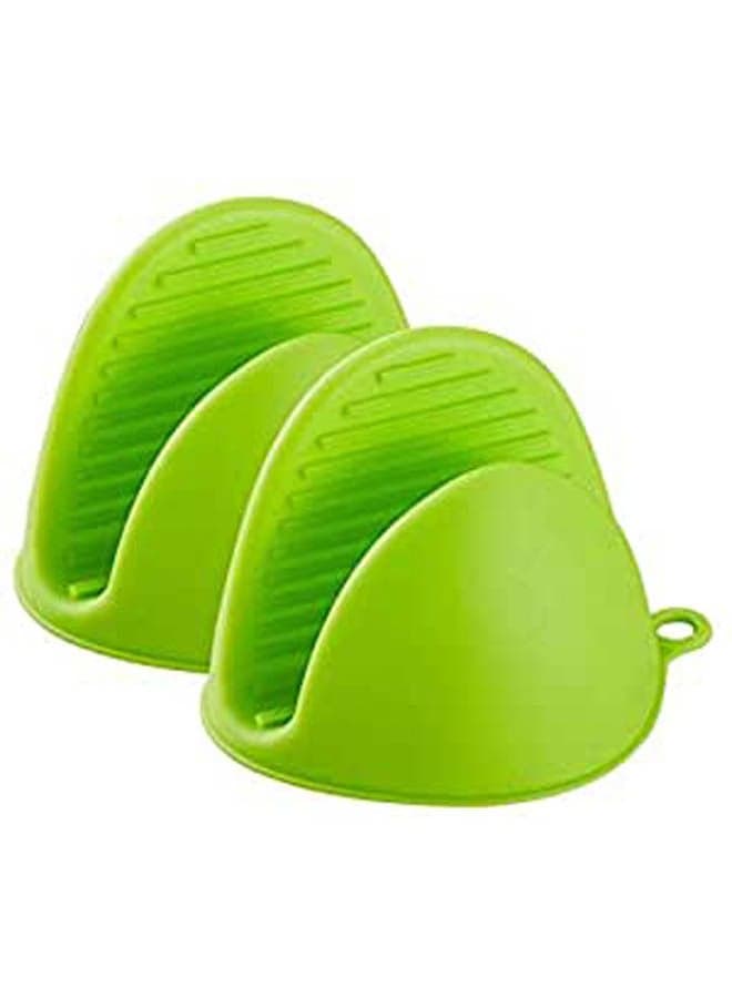 2 Pcs Kitchen Cooking Insulated Gloves Dishes Plates Oven Microwave Heat Resistant Silicone Non-Slip Blue Pot Holders