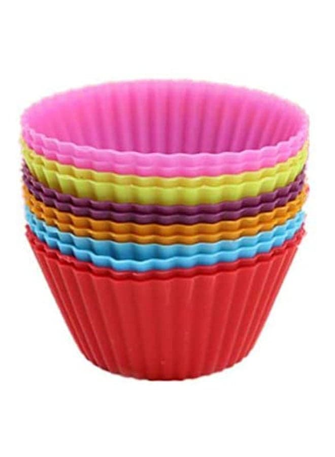Set Of 12 Pieces -1 Dozen Round Shaped Cake Baking Molds Multicolour 7X4.7X3.3cm Moulds