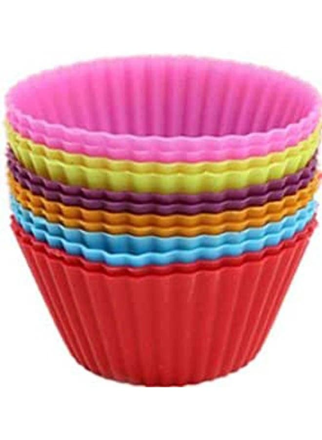 Set Of 12 Pieces -1 Dozen Round Shaped Cake Baking Molds Multicolour 7X4.7X3.3cm Moulds