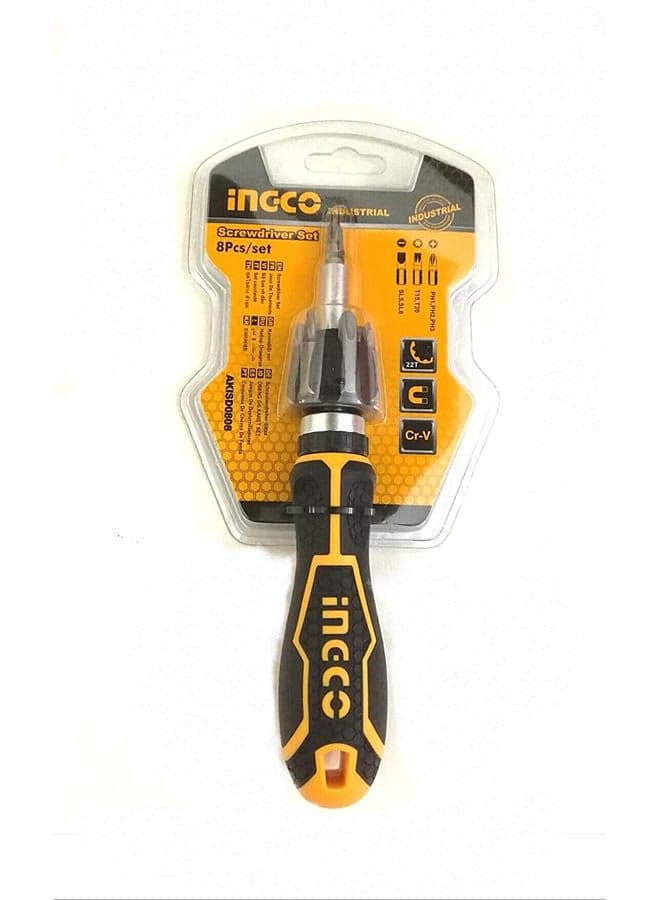 Screwdriver Set 8 Pcs Ratchet Orange