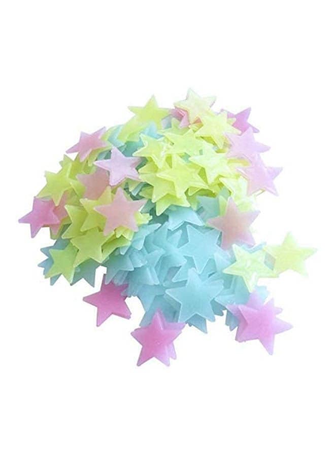 200Pcs Plastic 3D Stars Glow In The Dark Stickers Night Luminous Multicolour Decorative Accessories