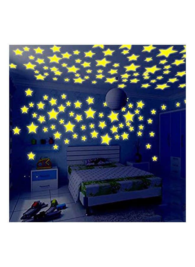 100Pcs Luminous Yellow Star Wall Stickers For Livingroom Glow In The Dark Festival Home Decoration Multicolour Light Bulbs