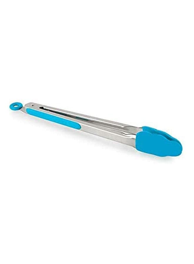 Silicone Stainless Steel Handle Cooking Salad Serving Tongs Blue Kitchen Utensils & Gadgets