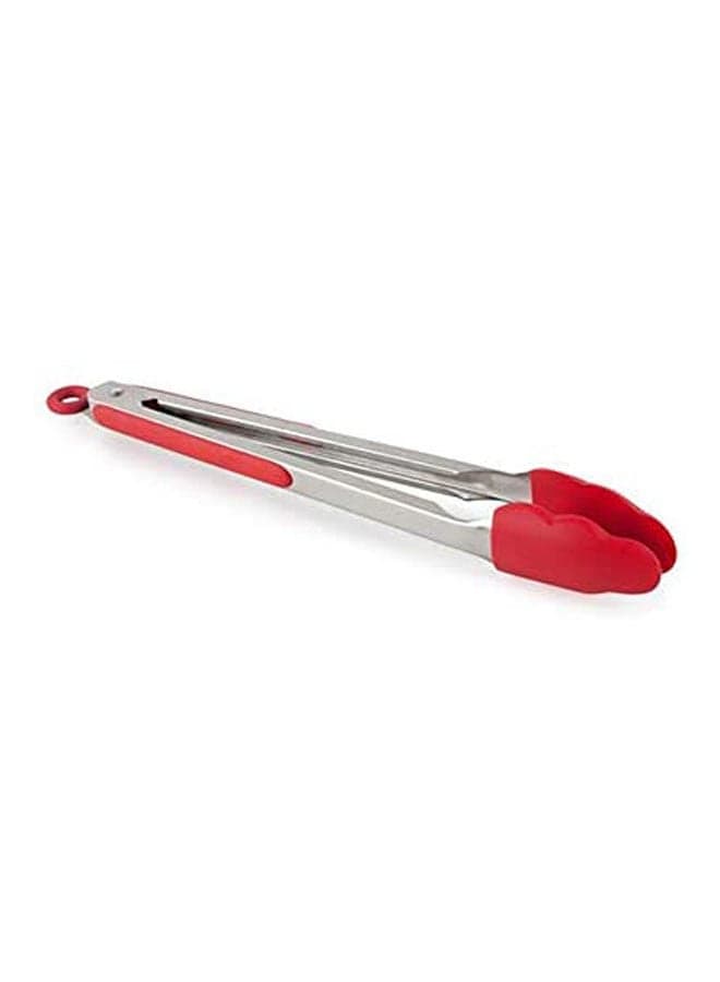 Silicone Stainless Steel Handle Kitchen Cooking Salad Bbq Tongs Red Kitchen Utensils & Gadgets