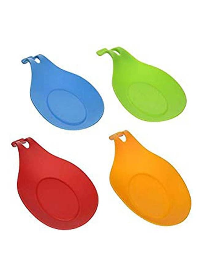 Kitchen Silicone Spoon Rest Set 4Pcs Multicolour Holders