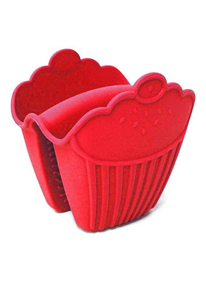 Silicone Gloves Oven Heat Insulated Finger Gloves Red