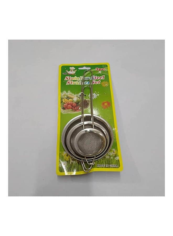 Tea Infusers Set Of 3 Pieces Silver Colanders & Food Strainers