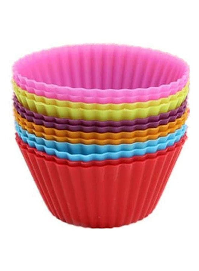 Set Of 12 Pieces (1 Dozen) Round Shaped Cake Baking Molds Jelly Mold Cupcake Pan Muffin Cup Multicolour Moulds