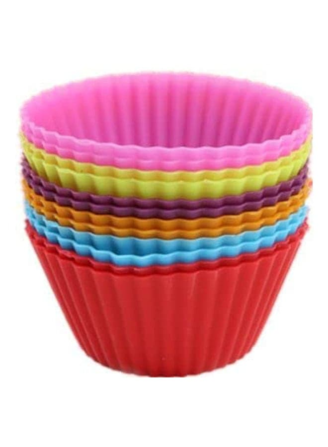 Set Of 12 Pieces (1 Dozen) Round Shaped Cake Baking Molds Jelly Mold Cupcake Pan Muffin Cup Multicolour