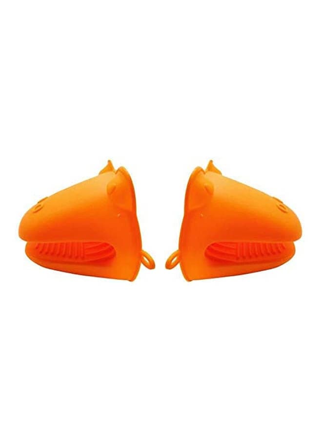 Oven Mitts Kitchen Heat Resitant Silicone Glove Set Of 2 Orange