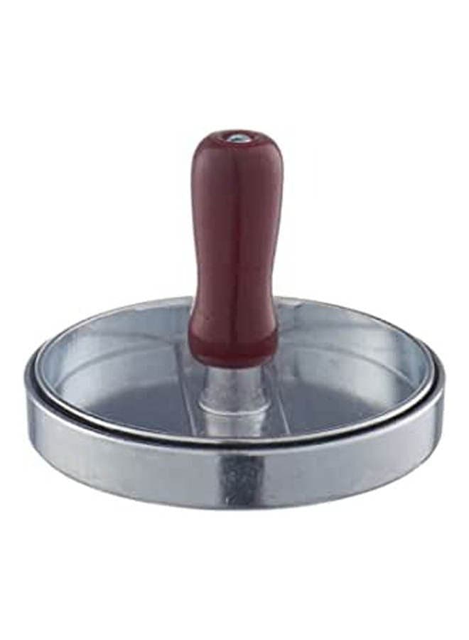 Stainless Steel Burger Press With Wooden Handle - Maroon Silver