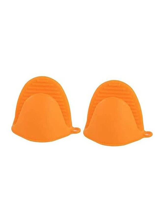 2Pcs Anti Scald Microwave Oven Gloves Cooking Silicone Orange Baking Tools & Accessories