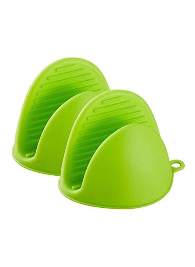 2Pcs-Set Kitchen Cooking Silicone Oven Baking Glove Green Baking Tools & Accessories