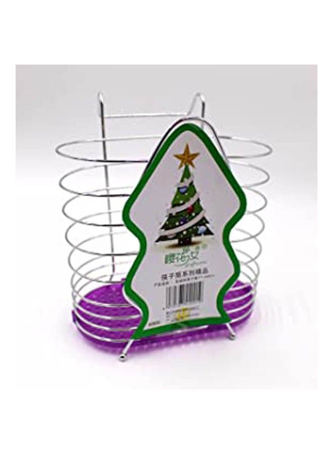 Stainless Steel Spoon Holder With Plastic Base Multicolour