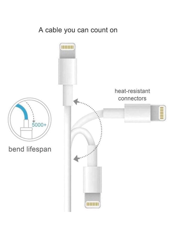 USB To Lightning Data Sync And Charging Cable For Apple iPhone White/Silver (٣)