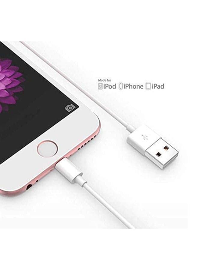 USB To Lightning Data Sync And Charging Cable For Apple iPhone White/Silver (٤)