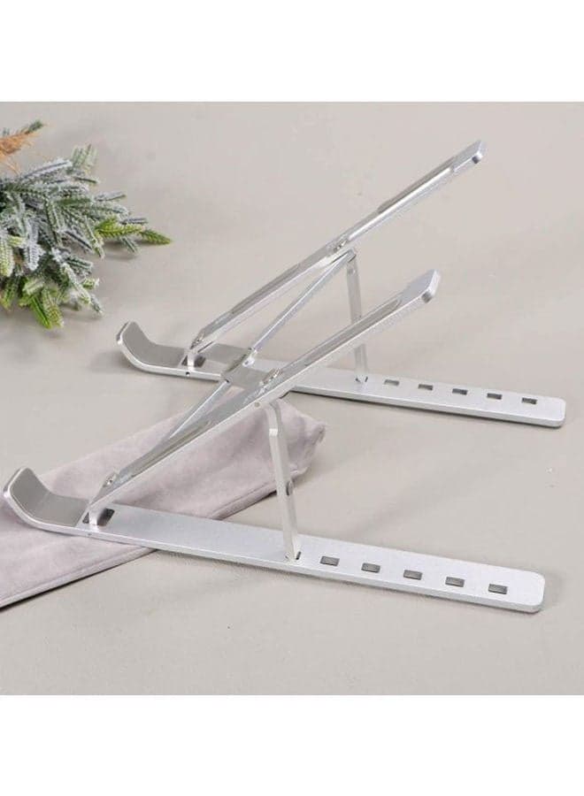 Portable Aluminium Alloy Laptop Stand Silver Desk Accessories & Workspace Organizers (٥)