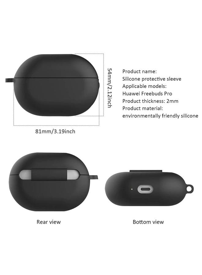 Soft Case Cover Skin Protector With Carabiner Anti-Lost And Shockproof Protective Case For Huawei Freebuds Pro Black (٤)