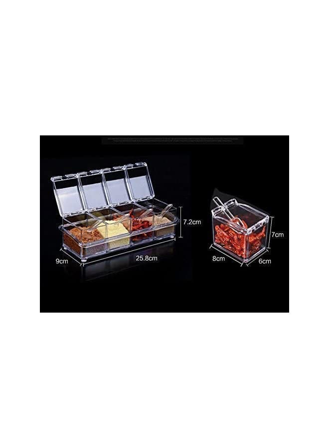 Crystal Seasoning Box 4 Pcs Clear Spice Jars (٣)